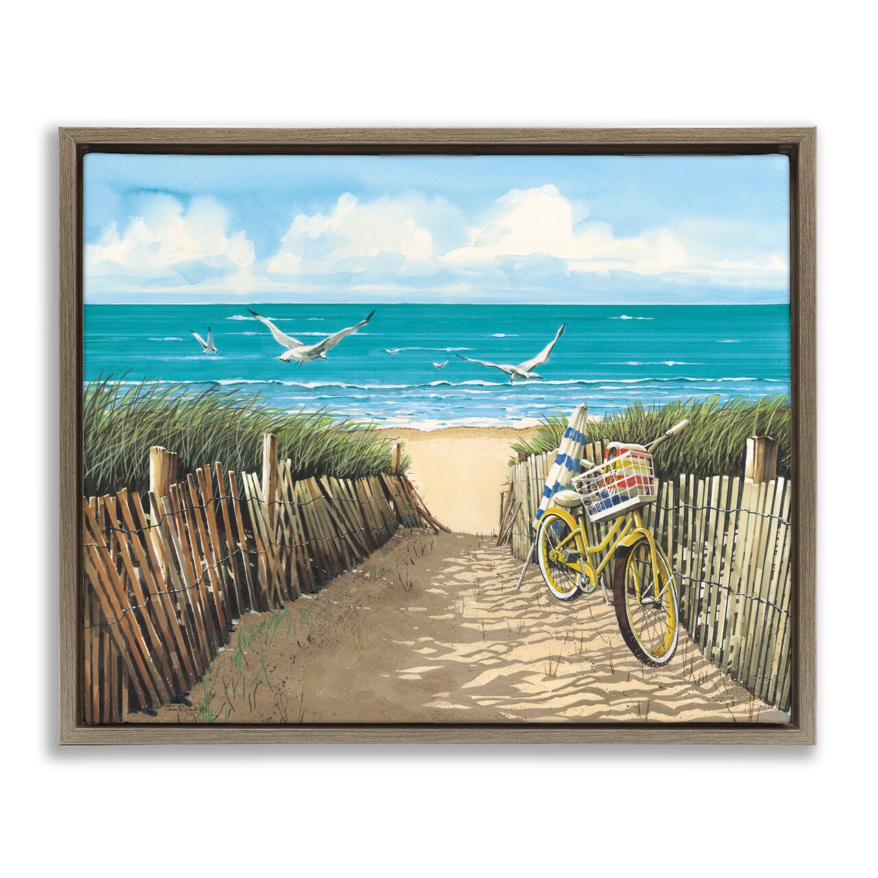 Stupell Industries Yellow Beach Taxi Coast Floating Frame, design by John Rossini